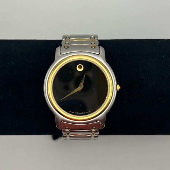 Movado Swiss Black and Silver Mens Watch Working - Picture 9 of 11